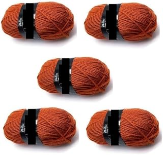 Pack of 5 x 100g Balls Orange Chunky Wool - Pumpkin
