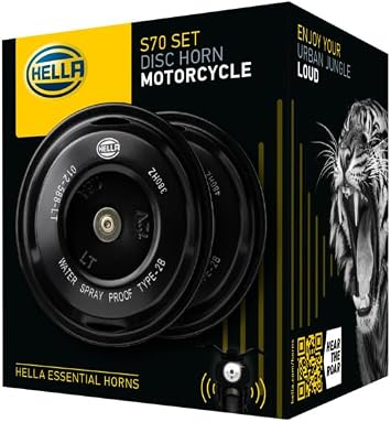 HELLA 012588011 Motorcycle Series Black 12V Disc Horn Kit (Universal Fit-Set/Box)