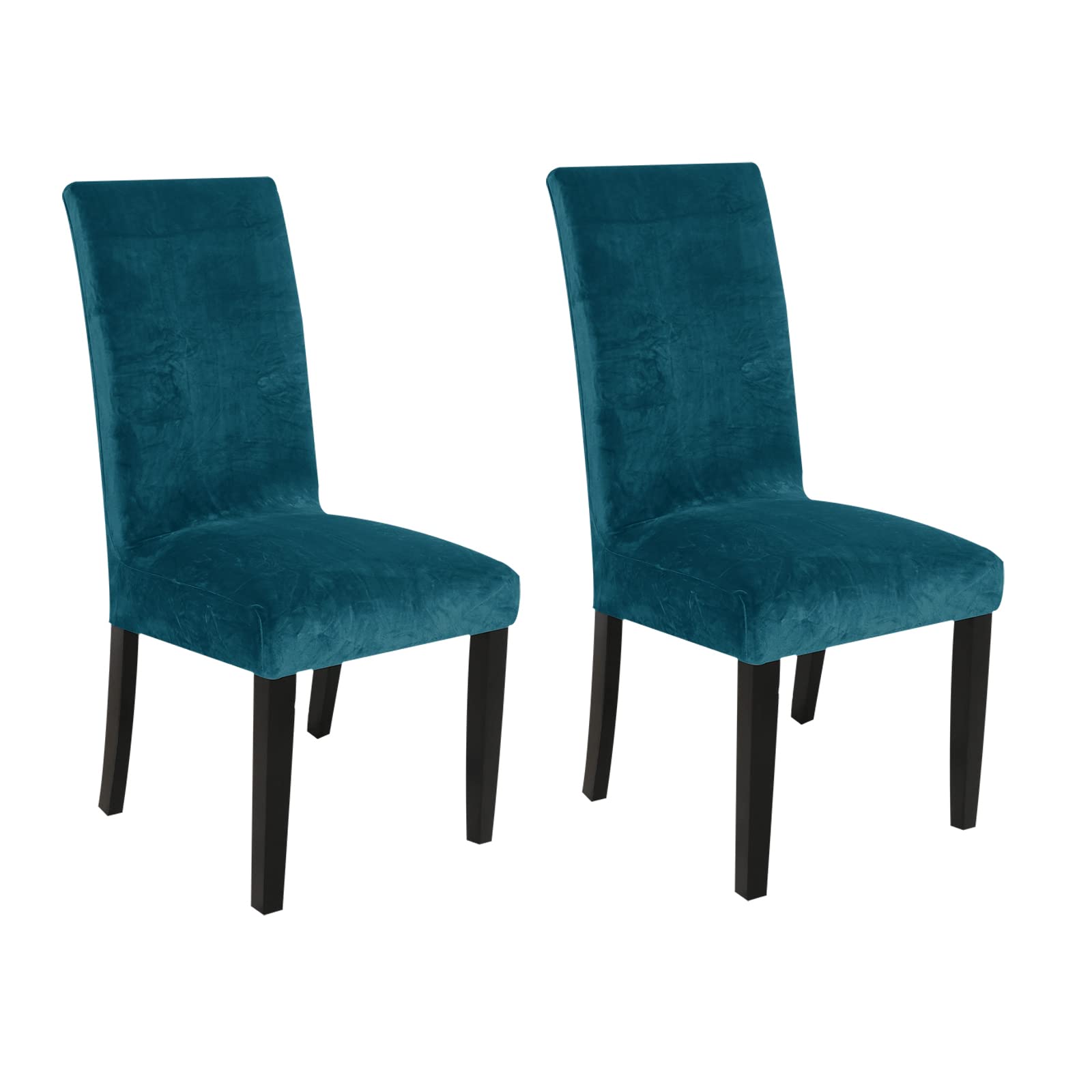 Housses de chaise Parson velours extensible bleu eau lavables | Lot de 4