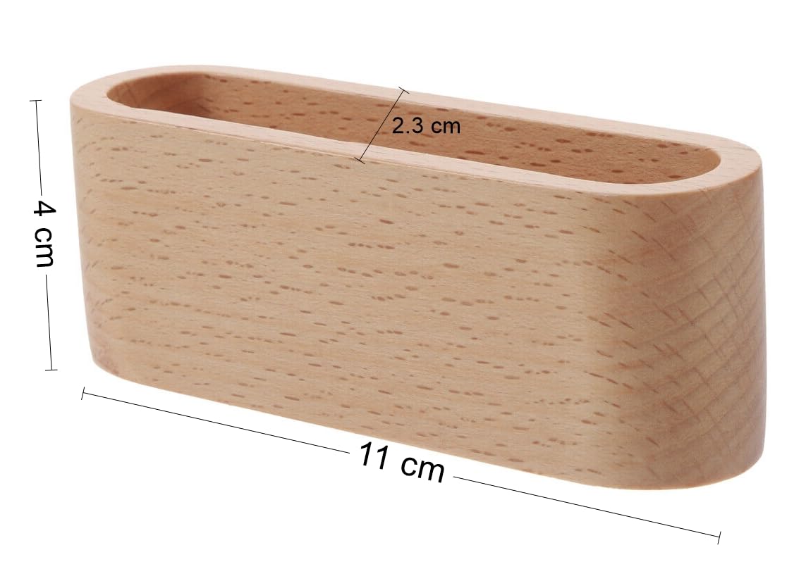 Wooden World Stylish Minimalist Business Card Holder of Natural Beech Wood, Light Brown - Image 2