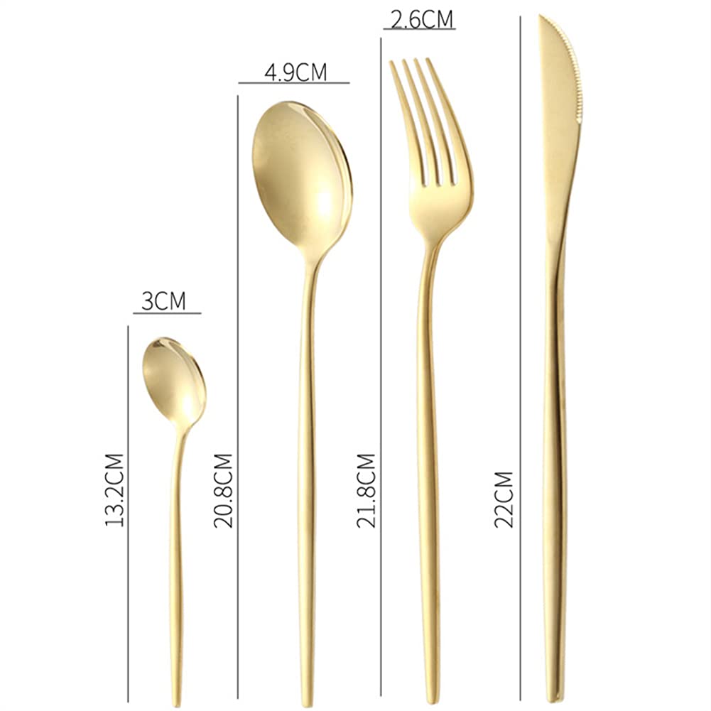 Ensemble De Couverts À Couverts en Acier Inoxydable 24 Pièces pour 6, 100% des Ustensiles en Acier Inoxydable 100% Durables avec Fourchette De Cuillère À Couteau,Pink Gold