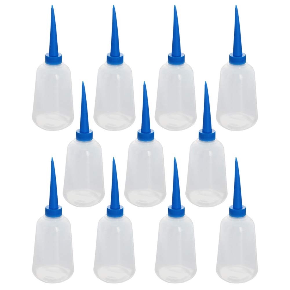 Othmro 10pcs Straight Mouth Squeeze Plastic Bottles, 250ml/8.5oz Glue Oil Bottle Wash Bottles Blue 21mmx112mm(IDxH) for DIY Label Tattoo One Setwith cap
