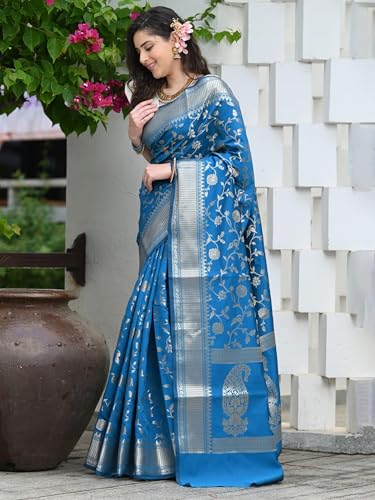 Image of Yashika Women Banarasi Kanjivaram Silk Saree Set with Blouse |saree for Women | Saree | New Sari
