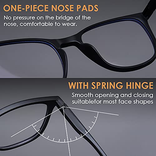 Teraise Reading Glasses Ultralight Readers Women 4Pcs Matte Computer Glasses(4Pcs-Black-150) #TOP4