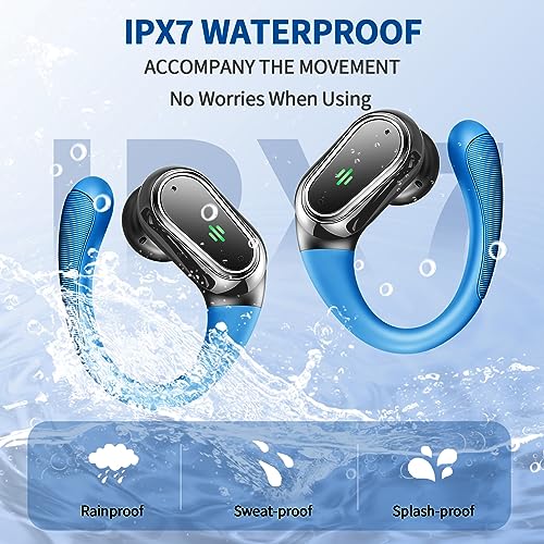 Image of Wireless Earbuds, 2026 Bluetooth 5.4 Headphones Sport, 60Hrs HiFi Stereo Deep Bass Over-Ear buds with ENC Noise Cancelling Mic, IP7 Waterproof & LED Display Earphones with Earhooks for Workout /Running