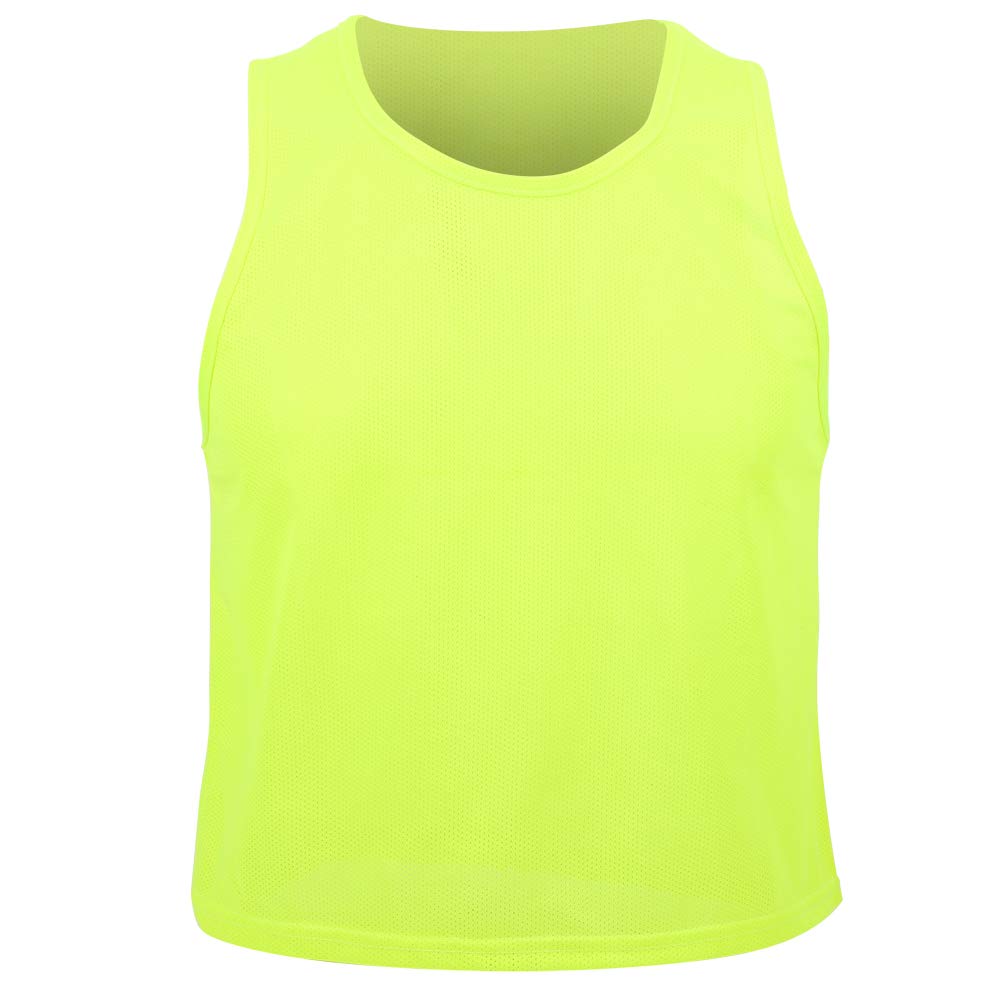 Tbest Gilet de Football 12 Pièces, Petit Gilet D'entraînement de Mêlée de Football Vert Fluorescent Respirant pour Enfants