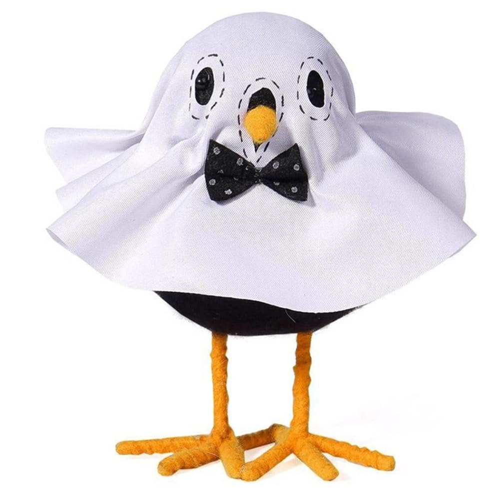 CTRLZS Halloween Standing Bird Statue, Ghost Bird Statue, Halloween Bird Doll, Desktop Home Window Decoration White