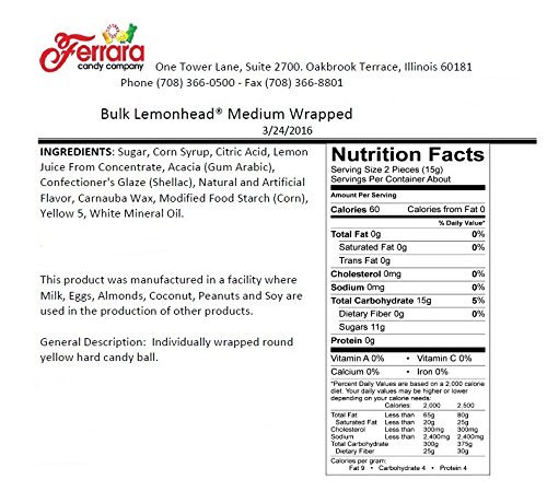 Lemonheads Candy - Individually Wrapped - 1 Pound Bag