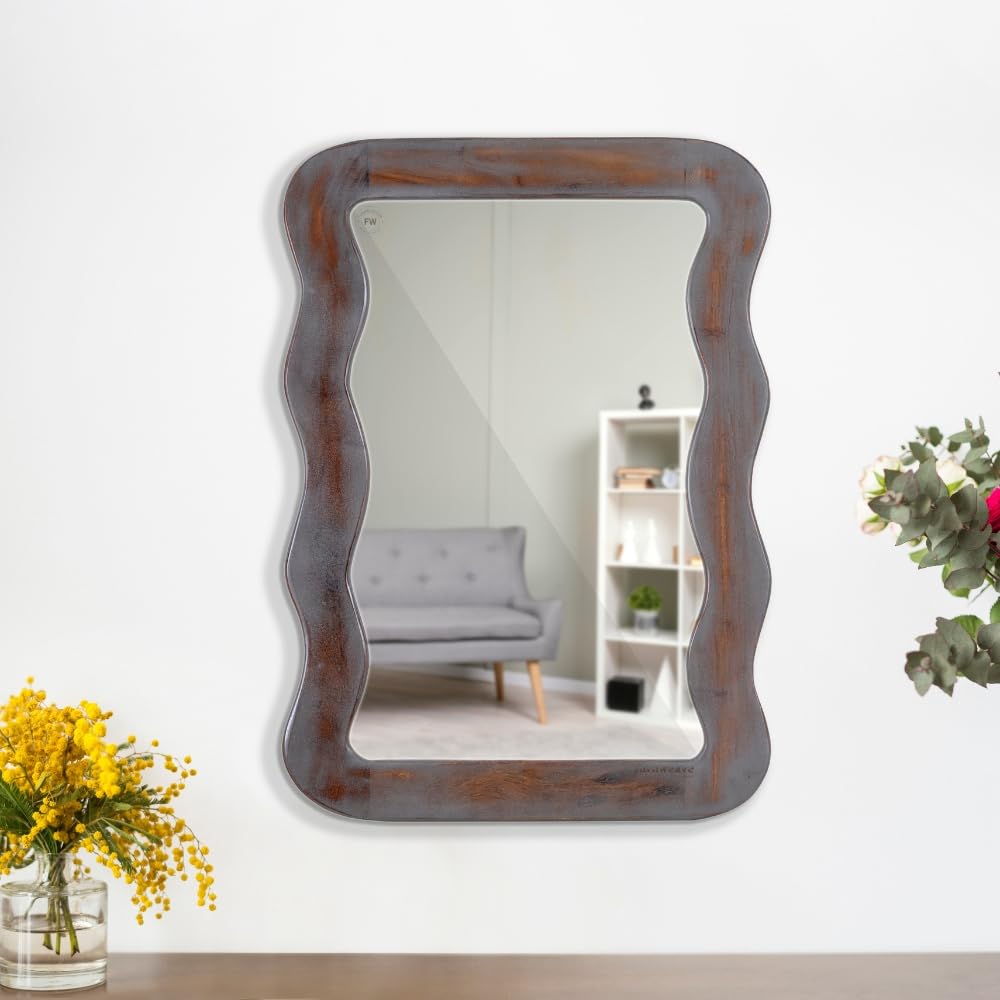 - Jevar Antique Wall Mirror – Premium Solid Wood Frame | Modern Wall Mounted Decorative Mirror for Living Room & Bathroom | Frames for Wall & Home Decor (Grey Distress)