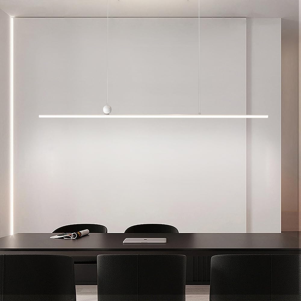 Lampadario minimalista Lampadario lineare Lampada da soffitto Tavolo da pranzo Illuminazione Lampade a sospensione a LED Lampadari a striscia lunga Lampade a sospensione per ristorante Ufficio Cucina