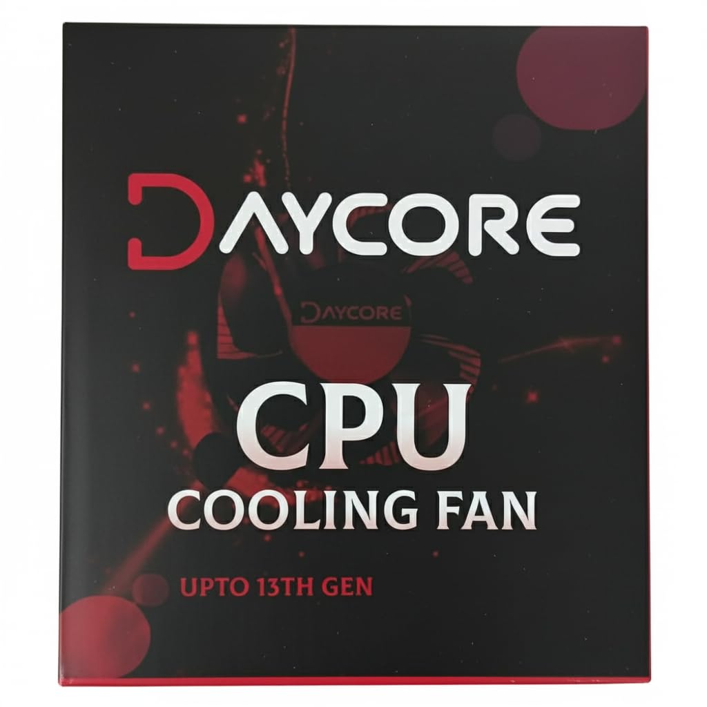 Daycore High-Performance CPU Cooling Fan | Quiet 4-Pin PWM Cooler with Efficient Heat Dissipation | Universal Socket Support (Silver)