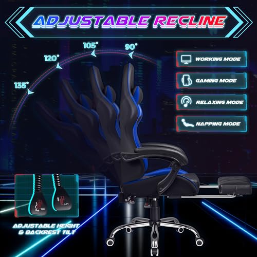 Shahoo-Gaming-Chair-with-Footrest-and-Massage-Lumbar-Support-Ergonomic-Computer-Seat-Height-Adjustable-with-360Swivel-and-Headrest-Blue