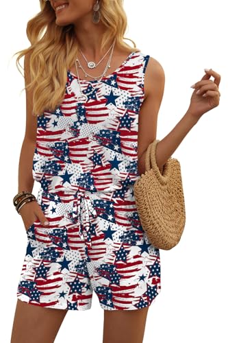 Image of DouBCQ Womens Summer Casual Sleeveless Loose Jumpsuits Romper with Pockets