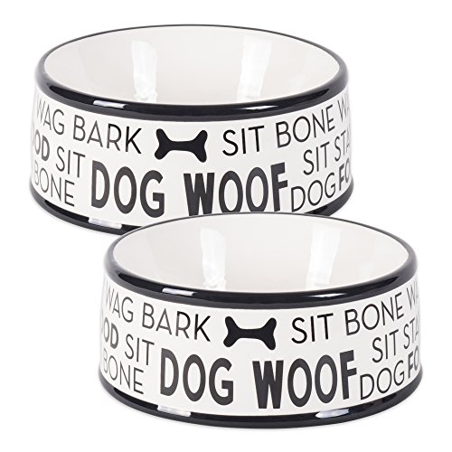 Bone Dry DII Ceramic Medium Pet Bowls for Food & Water, 6.25" (Dia)