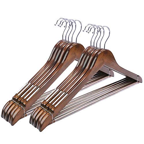 Ganpati Hangers Solid Wood NonSlip Cloth Hangers 10 Pack AntiSlip