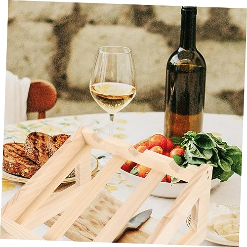 Soporte de madera para botellas de vino sobre mesa, rústico miniatura 3