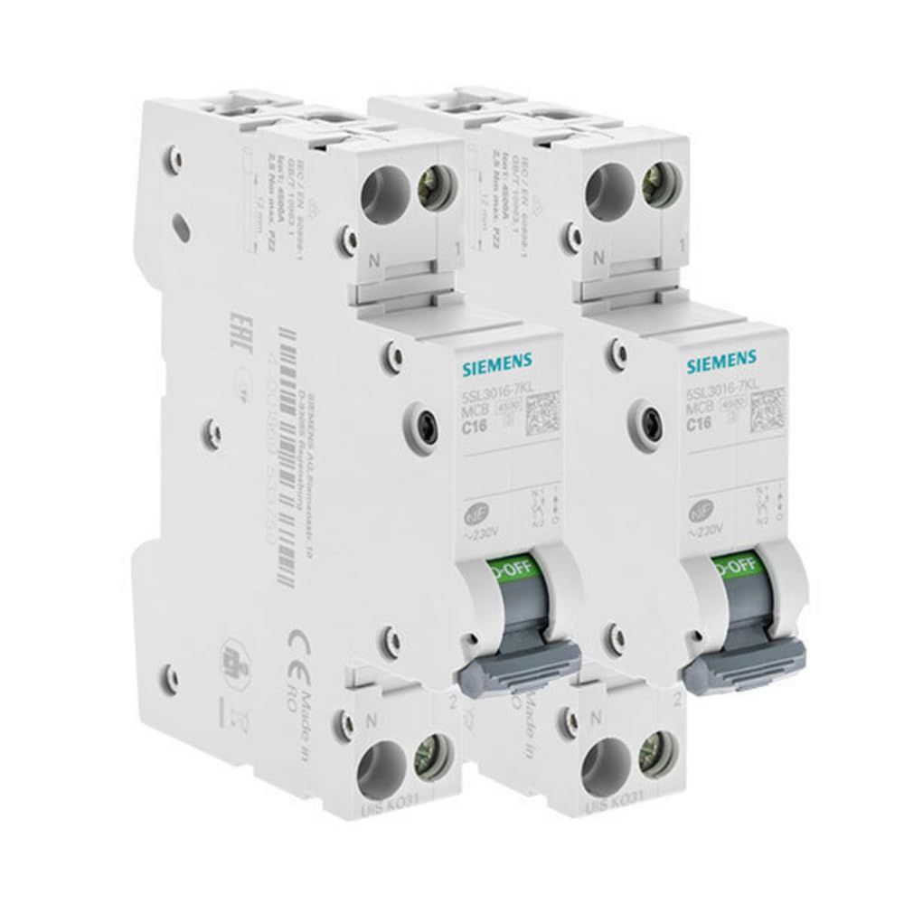 Lot de 2 Disjoncteurs électriques phase + neutre 16A