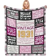 CIUGOIG 95th Birthday Gifts for Women, Vintage 1931 Birthday Blanket 50"x60", Funny 95th Birthday...