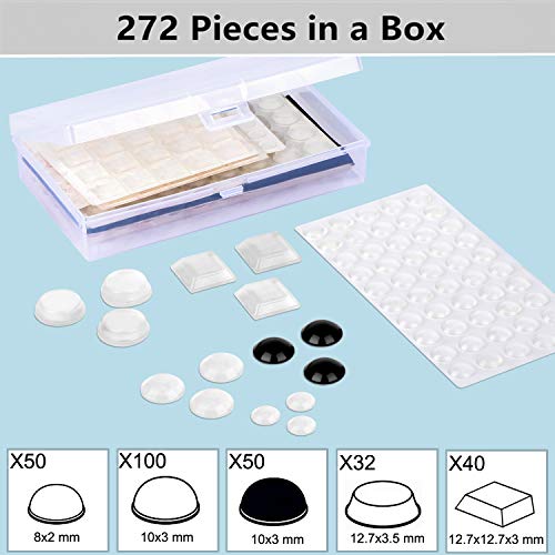 Furnimate Adhesive Cabinet Door Bumper 272 Pcs Assorted Sound Dampening Clear And Black Rubber Feet Furniture Pads For Drawers Table Tops Laptop Cutting Boards Picture Frames In A Box #TOP2