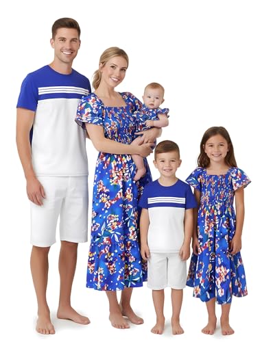 Image of PATPAT Family Matching Outfits Mommy and Me Dresses Floral Dress & T-Shirts | Mommy and Me Easter Dresses, Puff Sleeve Floral Sundress, Cotton Blend T-shirts, Couples Party Wedding Vacation Outfits