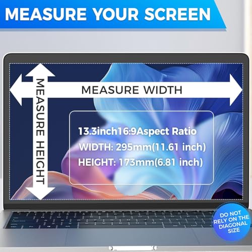 Image of Magnetic Laptop Privacy Screen Filter 13.3 inch for 16:9 Widescreen Computer Monitor, Removable Anti Blue Light Privacy Shield, Anti-Glare Protector