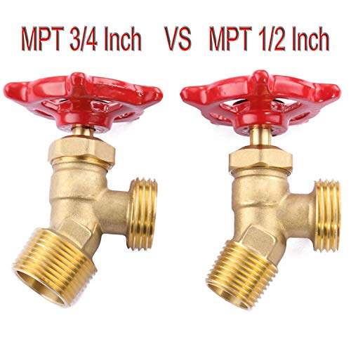Litorange Solid Brass Backyard 65 Degree Elbow Stop Valve Hose Bibb Solder Npt 1/2 Inch Male Thread To Mht 3/4 Inch Inch Male Threaded Garden Hose Connector Adapter Water Shut-Off Valve Faucet thumb #5