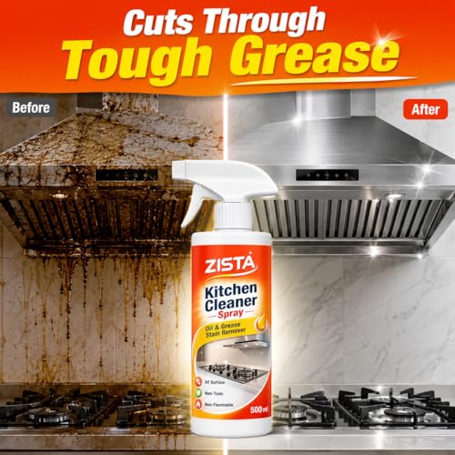 Image of ZISTA Kitchen Cleaner Spray for Oil & Grease Stain Remover, All Surface Non-Toxic & Non-Flammable Magic Degreaser Cleaning Spray for Kitchen, Chimney, Sink, Grill, Exhaust Fan & More! (500 ml)
