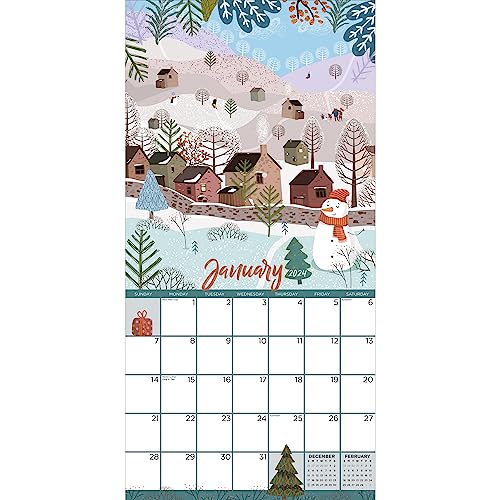 TF PUBLISHING 2024 Folk Love Wall Calendar Large Grids