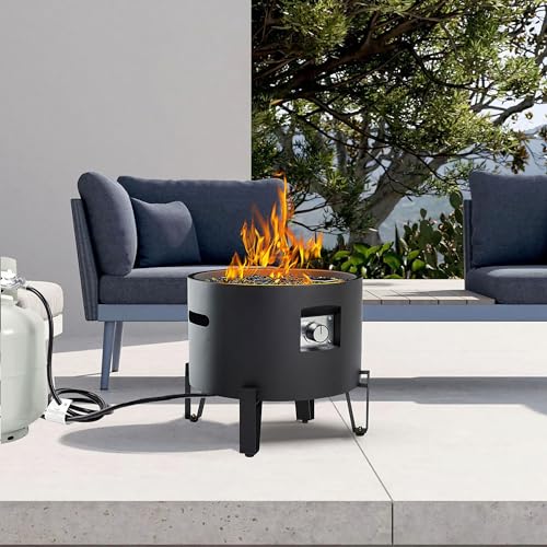 Baide Home Portable Propane Fire Pit For Camping Rv 50,000 Btu Round 15'' H X 16'' W Portable Gas Firepit W/Lid thumb #4