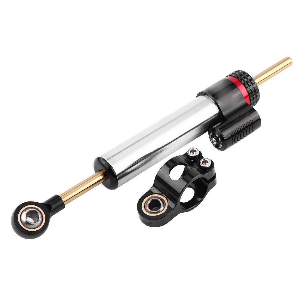 Qiilu Amortisseur de Direction, CNC Aluminium Stabilisateur d'Amortisseur de Direction de Moto Universel pour MT10 MT 07 MT09(Court)