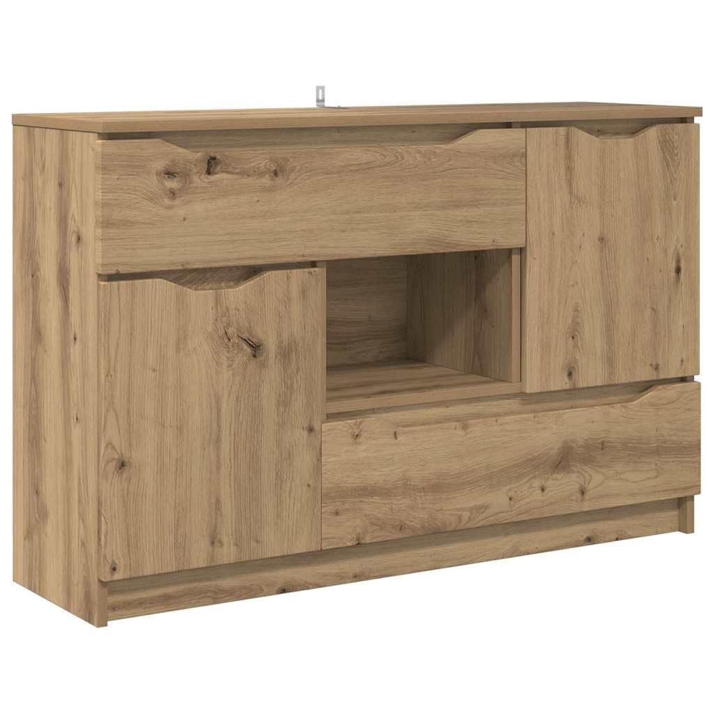 Sideboard 100 cm Breit in Artisan-Eiche Holzwerkstoff Modernes Wohnzimmerschrank mit 2 Türen & Schublade Robustes Lowboard für Living Room Esszimmer Flur