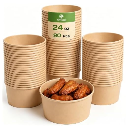 TOPtoper 24 Oz Large Paper Bowls, 90 Pack Disposable Soup Bowls Plastic Free Party Supplies for Hot/Cold Food, Soup (24 OZ)