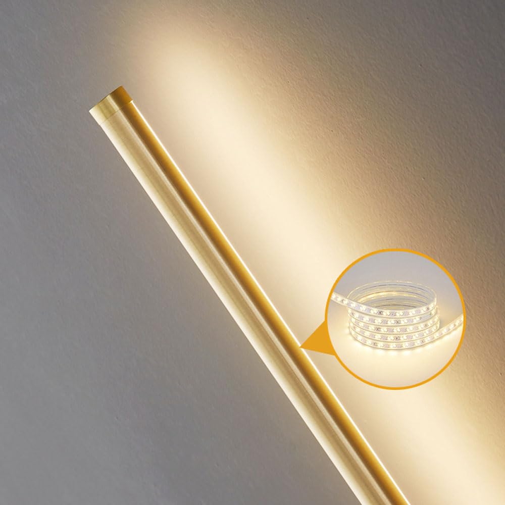 Applique Murale linéaire Moderne en Laiton brossé, Abat-Jour en Acrylique, luminaire Minimaliste en cuivre, éclairage de Salle de Bain Antique, câblé, Laiton - 80 cm