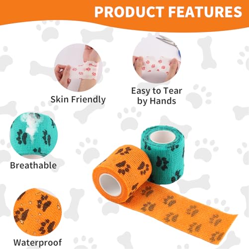 15 Roll Verband Selbsthaftende, Selbstklebender Verband Hund 5 cm x 4,5m, Selbsthaftend Binden Klebeverband Selbstklebend für Hund Selbsthaftende Haftbandage, Haustier Fixierbinde