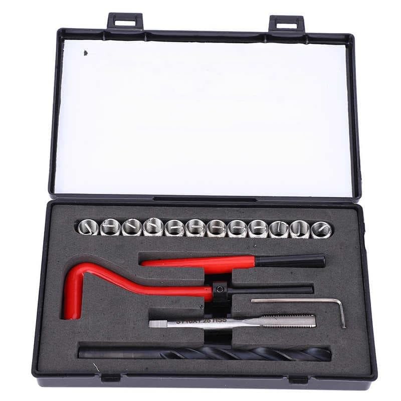 17PCS M10X1.25 Thread Repair kit Stainless Steel Twist Drill Wrench Thread Insert Thread Insert Set