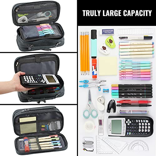 JOINPRO Pencil Case, Large Capacity Pencil Case Organizer; Double Zipper Storage Bag; Big Pencil Pouch for College School Office Teen Girl Boy Men Women Adult