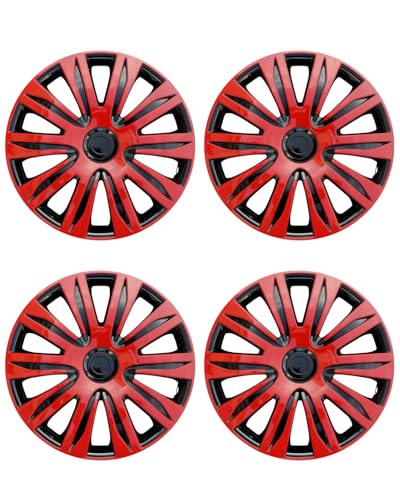 Image of ABX Hubcaps,16 inch hubcaps Set of 4, Wheel Rim Cover ABS Material, Snap On Car Truck SUV Replacement, for Toyota Camry Nissan Mazda etc, Black&Red