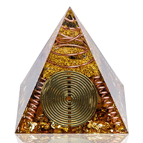 DRTMLY Orgone Pyramid Small Healing Crystals Pyramid with Tigers Eye Stones Orgonite Energy Generator for Resist Stress Bring Good Luck and Wealth