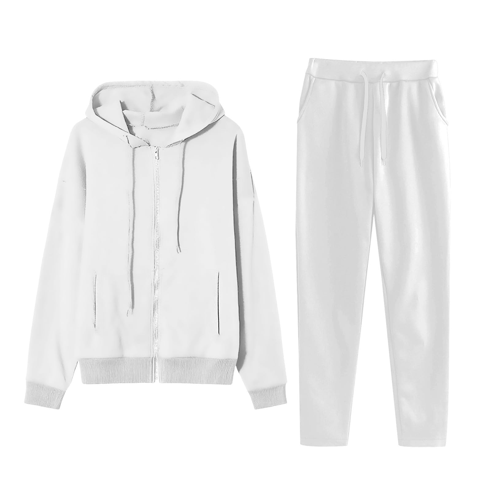 Conjunto de chándal para mujer, conjunto deportivo de dos piezas con cremallera, chándal con capucha, sudadera y pantalones de chándal