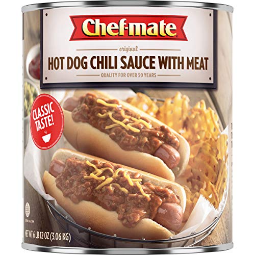 Chef-mate Hot Dog Canned Chili Sauce with Meat, Ready to Eat, 6 lb