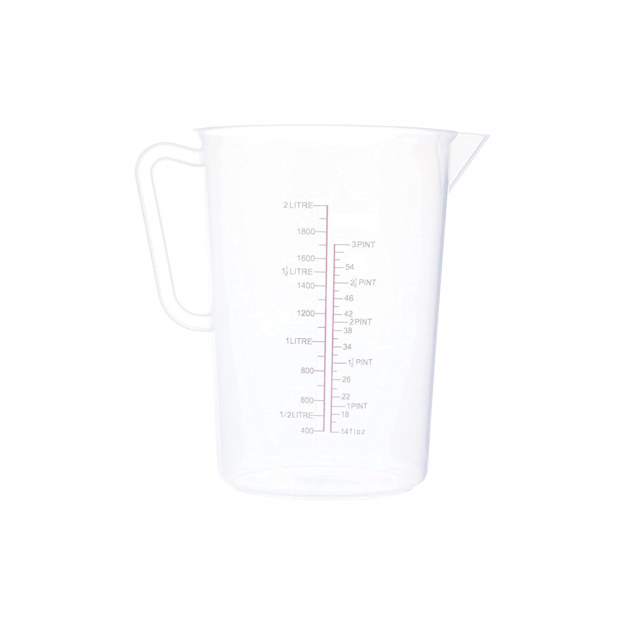 C&S Homestore Polypropylene Measuring Jug Precise Measurement Spillage-Free Narrow Stem Multi-Purpose for Flour, Sugar, Milk & Oil - 2 LTRS
