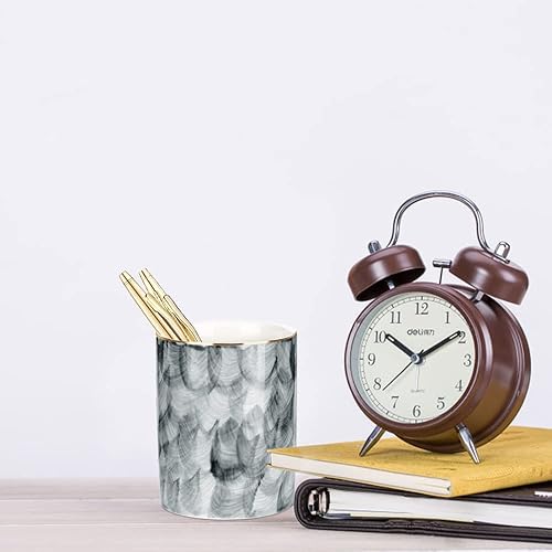 Miniatura 5 de Unibene Soporte de cerámica para bolígrafos, elegante soporte redondo de mármol para brochas de maquillaje, soporte para organizador de escritorio,