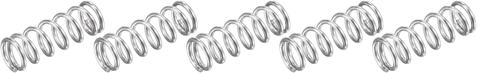 METALLIXITY Compression Springs (1.2x9mm OD,35mm Free Length) 5Pcs, 304 Stainless Steel Extension Spring - for Shop Home Repairs, DIY Projects, Silver Tone