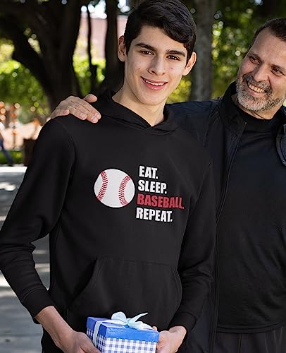 Tstars Eat Sleep Baseball Repeat Hoodie for Men Pullover Gift for Fans Coaches Players Game Day Apparel3