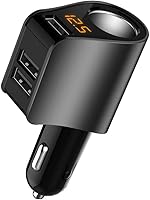 Vista 10 de LIHAN Cargador de coche con 3 USB, salida QC3.0, adaptador para encendedor de cigarrillos, enchufe de salida de 12 V/24 V, medidor de voltaje