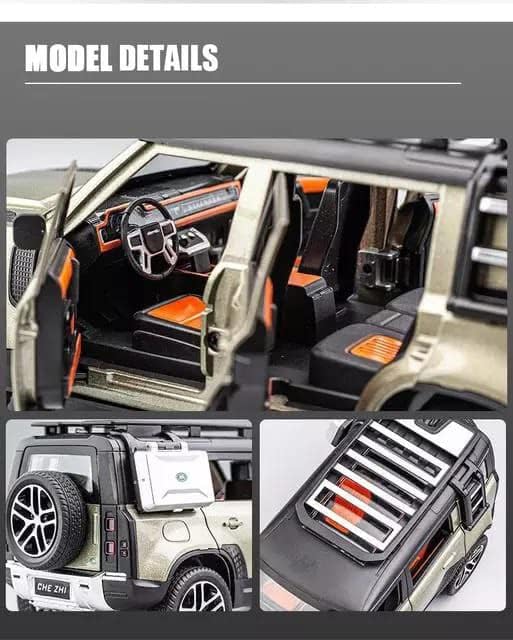 Image of 1:24 for Land Roover Range Roover SUV Car Model Simulation Sound and Light Pull Back Alloy Car Collection Ornaments Boy Toy Cars Scale Model Car(Colors as Per Stock)