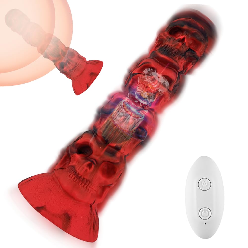 Analvibratoren Monster Anal Dildo Vibrator Sex Spielzeug für die Männer Frau, 8 Vibrationsmodi Totenkopf Analplug Vibratoren G-Punkt & Prostata Stimulation Buttplug Sex Toy(L)