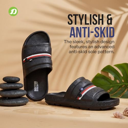 Image of DOCTOR EXTRA SOFT Men's Classic Ultra Soft Sliders /Slippers with Cushion FootBed for Adult | Comfortable & Light Weight | Stylish & Anti-Skid | Waterproof & Everyday Flip Flops for Gents /Boys D-527