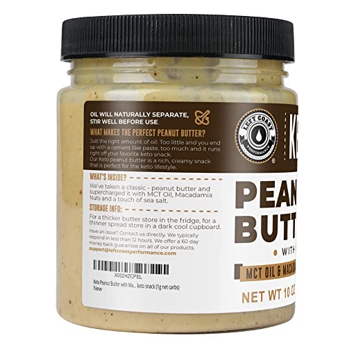 Keto Peanut Butter with Macadamia Nuts and MCT Oil Smooth, 10oz - Keto Nut Butter Spread, Fat bomb, Low carb keto snack (10) - Thumbnail 3