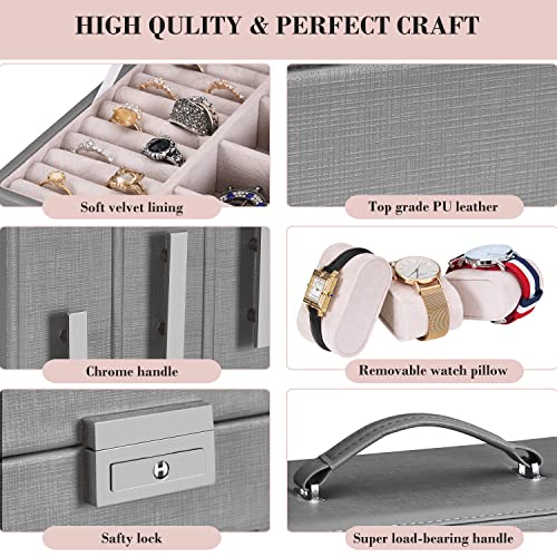 Anwbroad Jewelry Boxes For Women Jewelry Organizer Box Jewelry Storage Case With Mirror And Lock Jewelry Holder For Necklaces Earrings Rings Watches Eardrops Jewelry Box Ujjb009H #TOP5